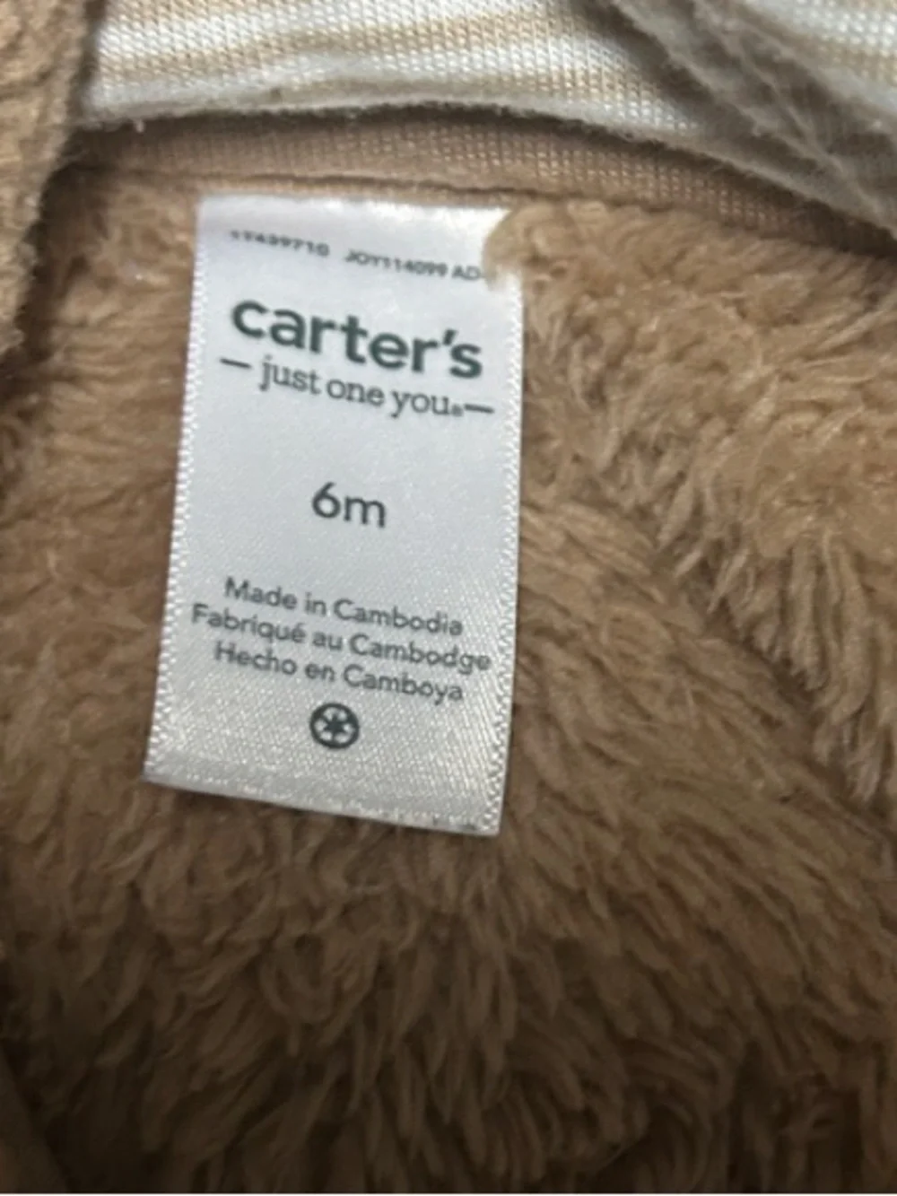 Carters Cozy Brown Teddy Fleece Baby One-Piece with Hood